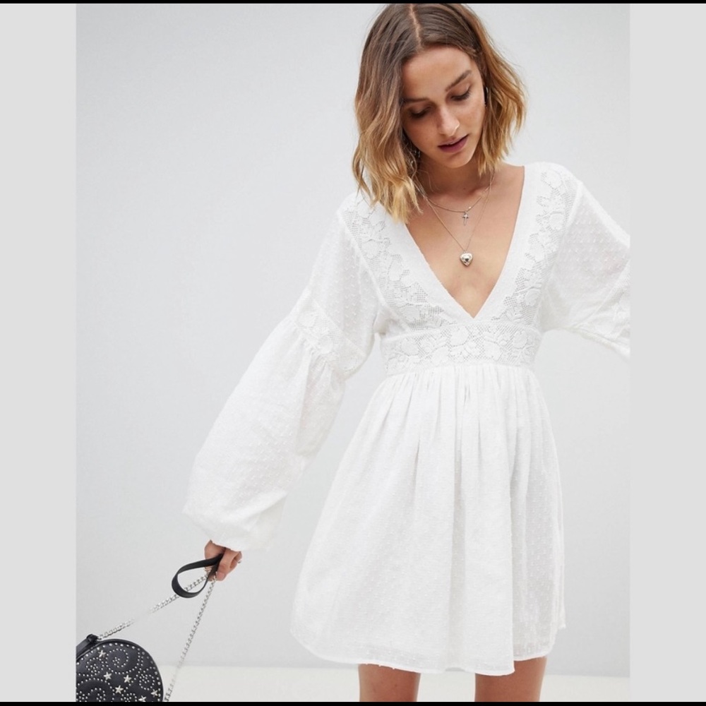 FREE PEOPLE Sugarpie Mini Dress Lace Boho Dress